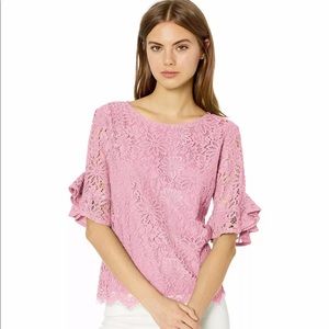Nanette Lepore - Rose Blouse Floral lace Overlay